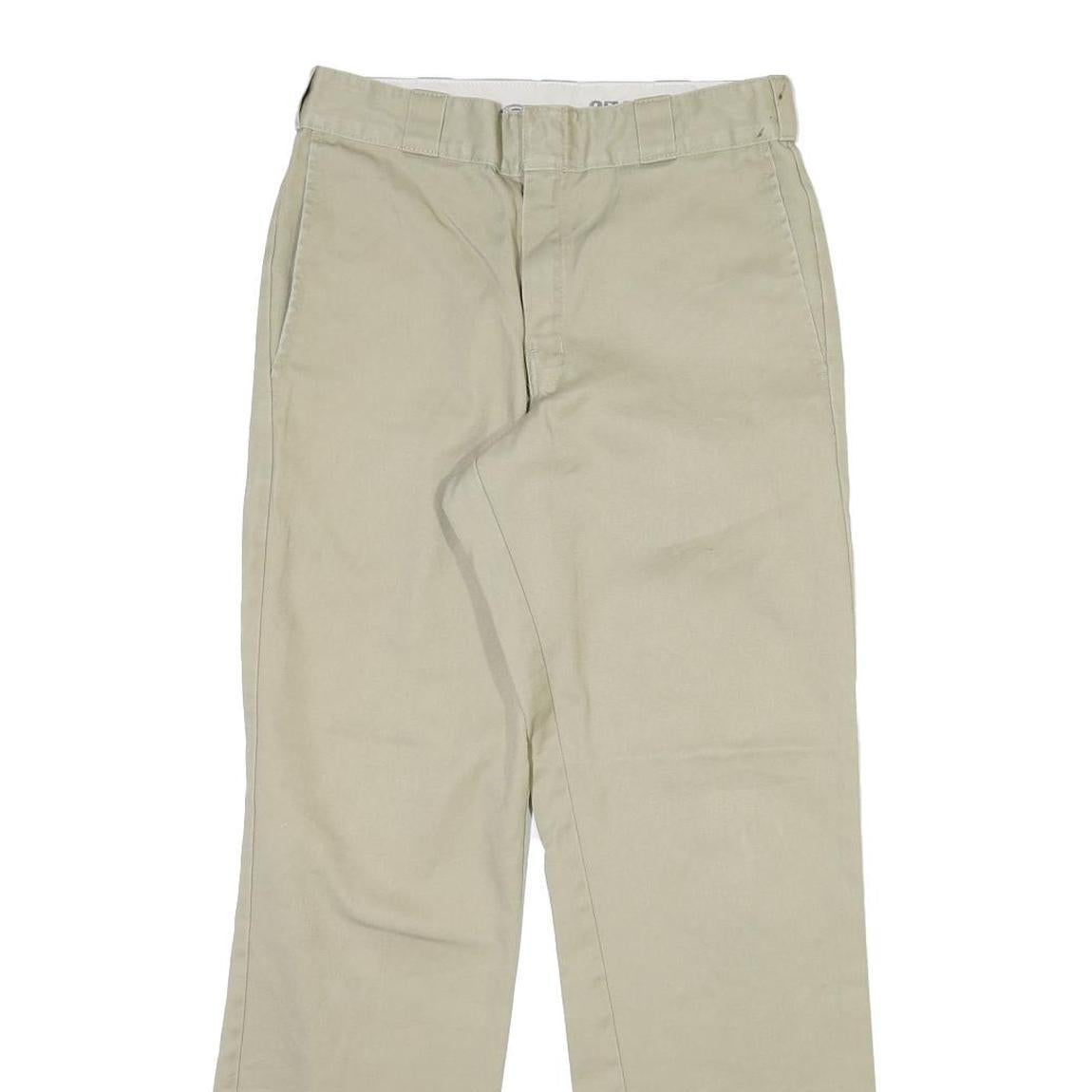 DICKIES Mens Cotton Blend Beige Regular Straight Trousers W30 L31 Workwear Zip