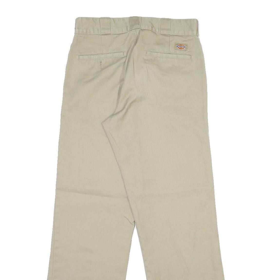 DICKIES Mens Cotton Blend Beige Regular Straight Trousers W30 L31 Workwear Zip