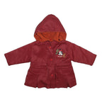 DISNEY Girls Red Cotton Blend Hooded Zip Jacket XS Minnie Mouse Embroidered