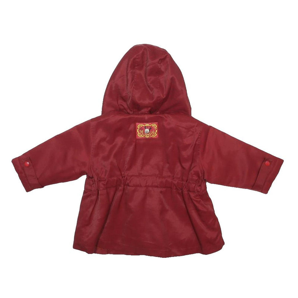 DISNEY Girls Red Cotton Blend Hooded Zip Jacket XS Minnie Mouse Embroidered
