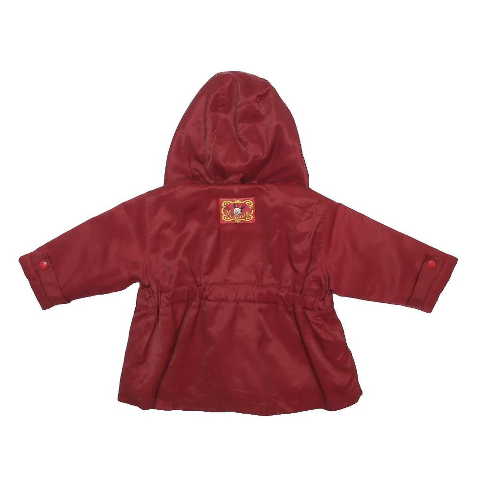 DISNEY Girls Red Cotton Blend Hooded Zip Jacket XS Minnie Mouse Embroidered