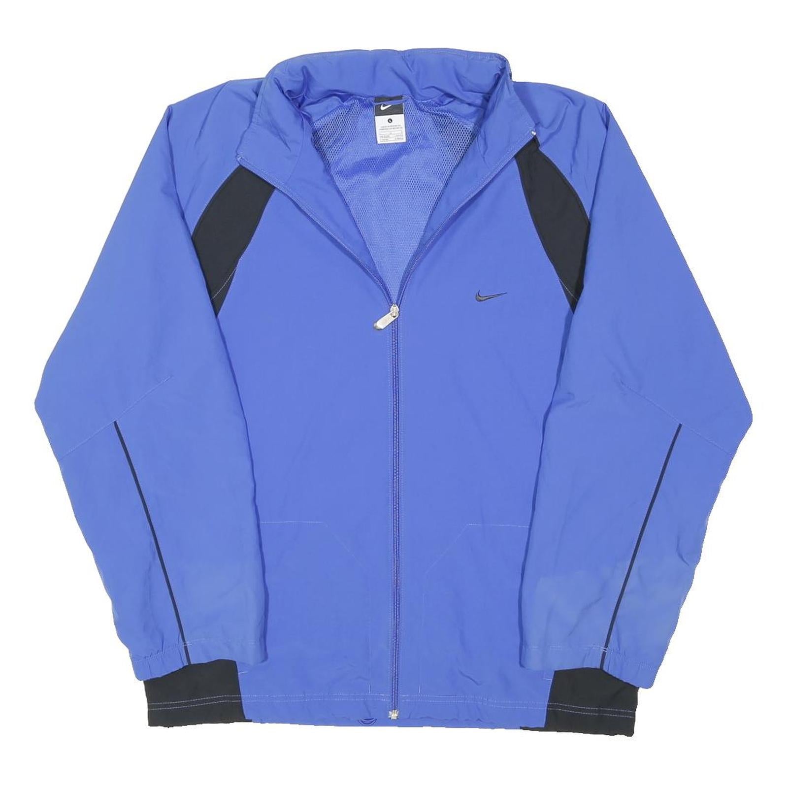 NIKE Mens Blue & Black Zip Up Regular Fit Polyester Blend Jacket L Sport Casual