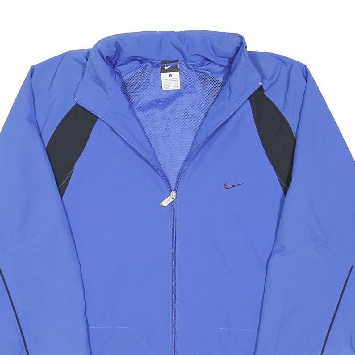 NIKE Mens Blue & Black Zip Up Regular Fit Polyester Blend Jacket L Sport Casual