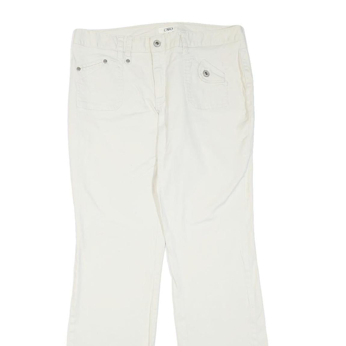 CATO Womens Cotton Blend White Regular Fit Straight Trousers W32 L32 Classic