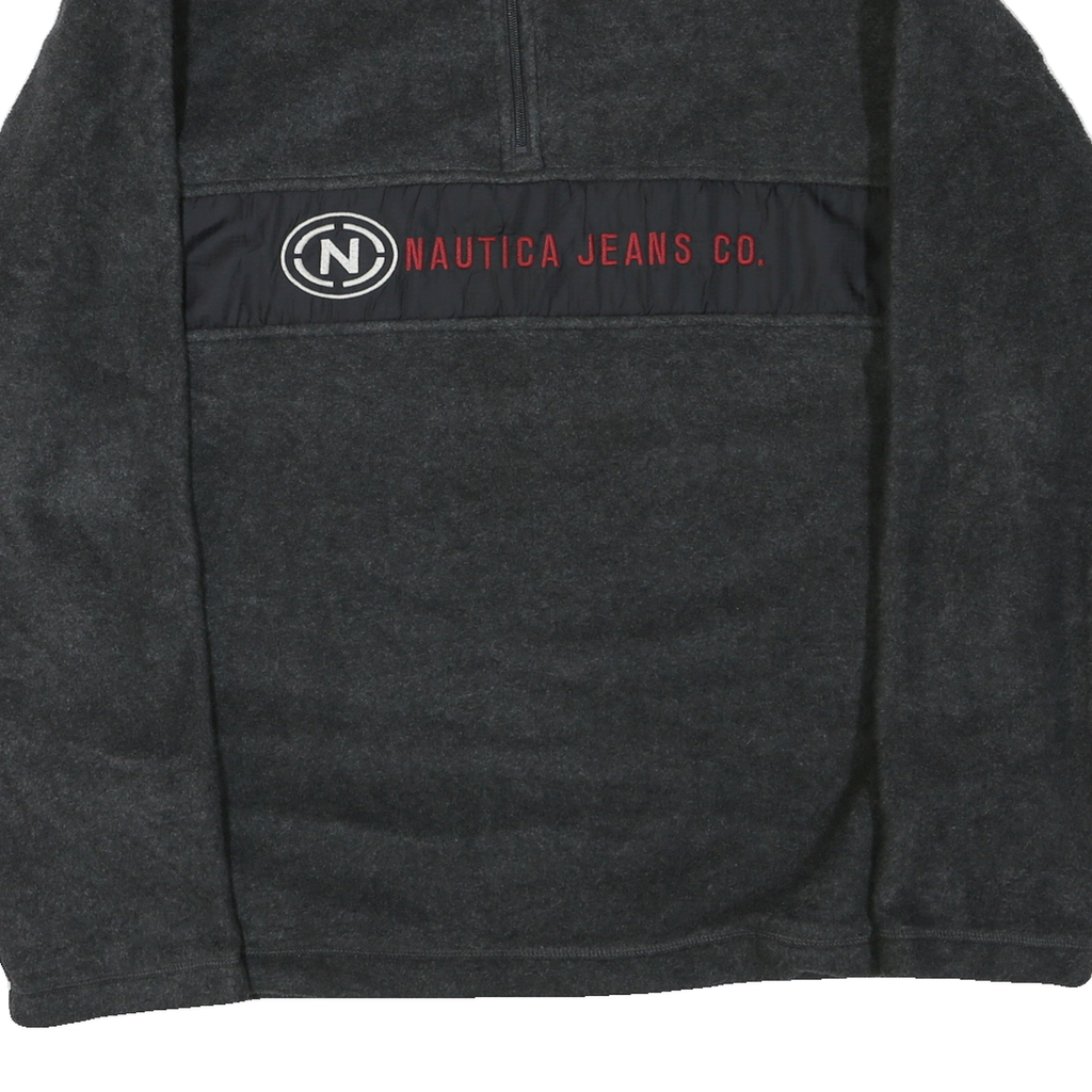 NAUTICA Mens Grey Red Cotton Blend Track Jacket XL Fleece Half Zip Casual Warm