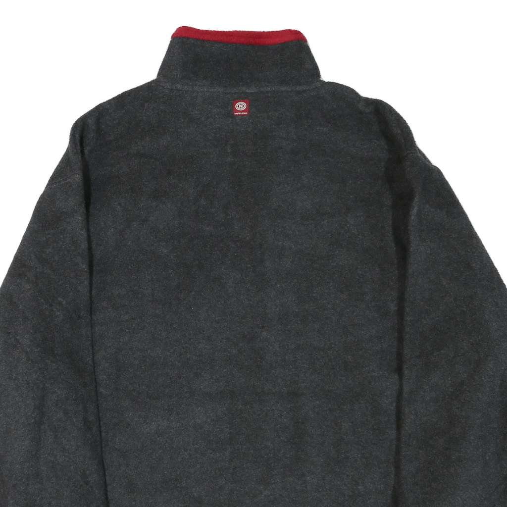 NAUTICA Mens Grey Red Cotton Blend Track Jacket XL Fleece Half Zip Casual Warm