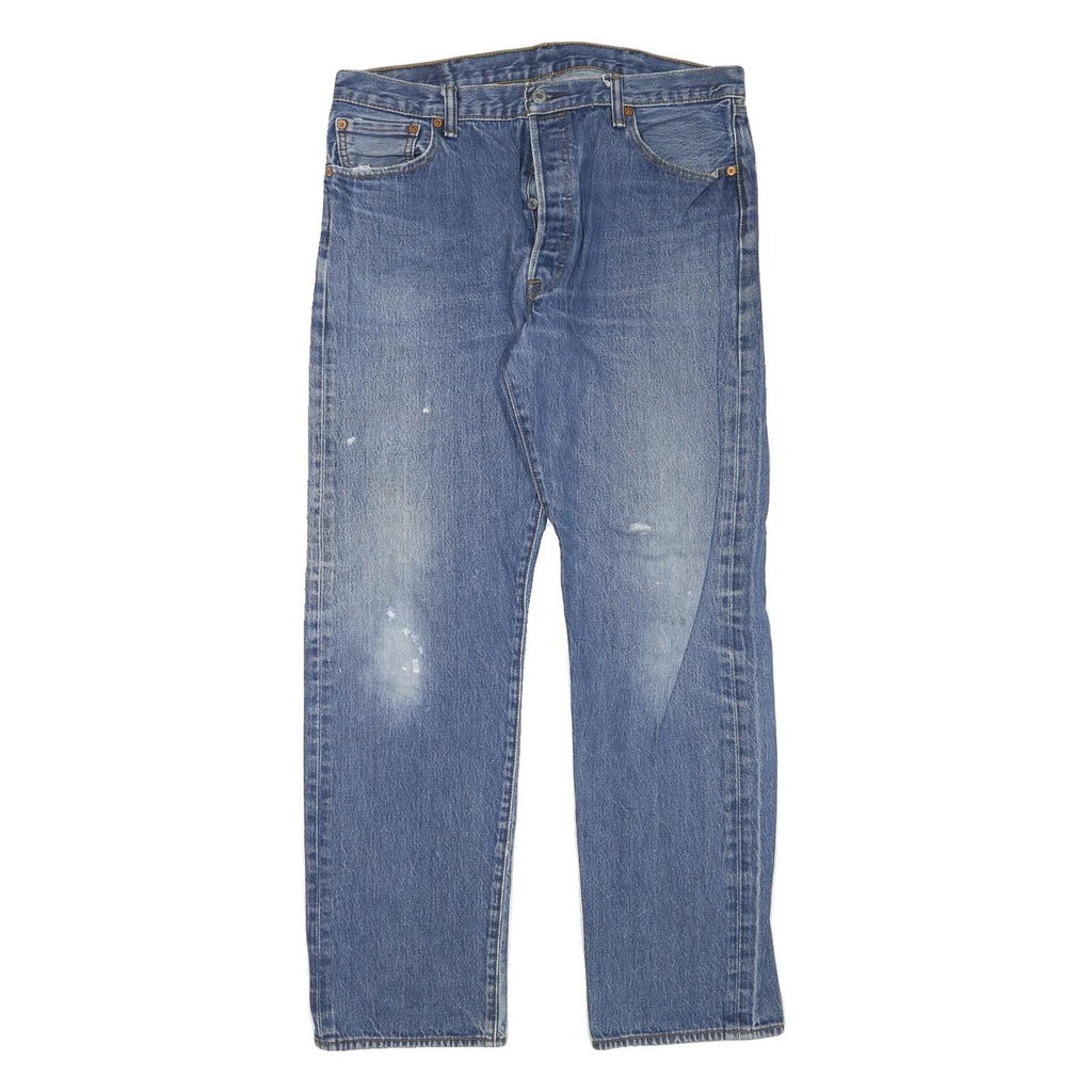 LEVI'S 501 Mens Jeans Blue Regular Straight Denim Medium W35 L31 Classic Button