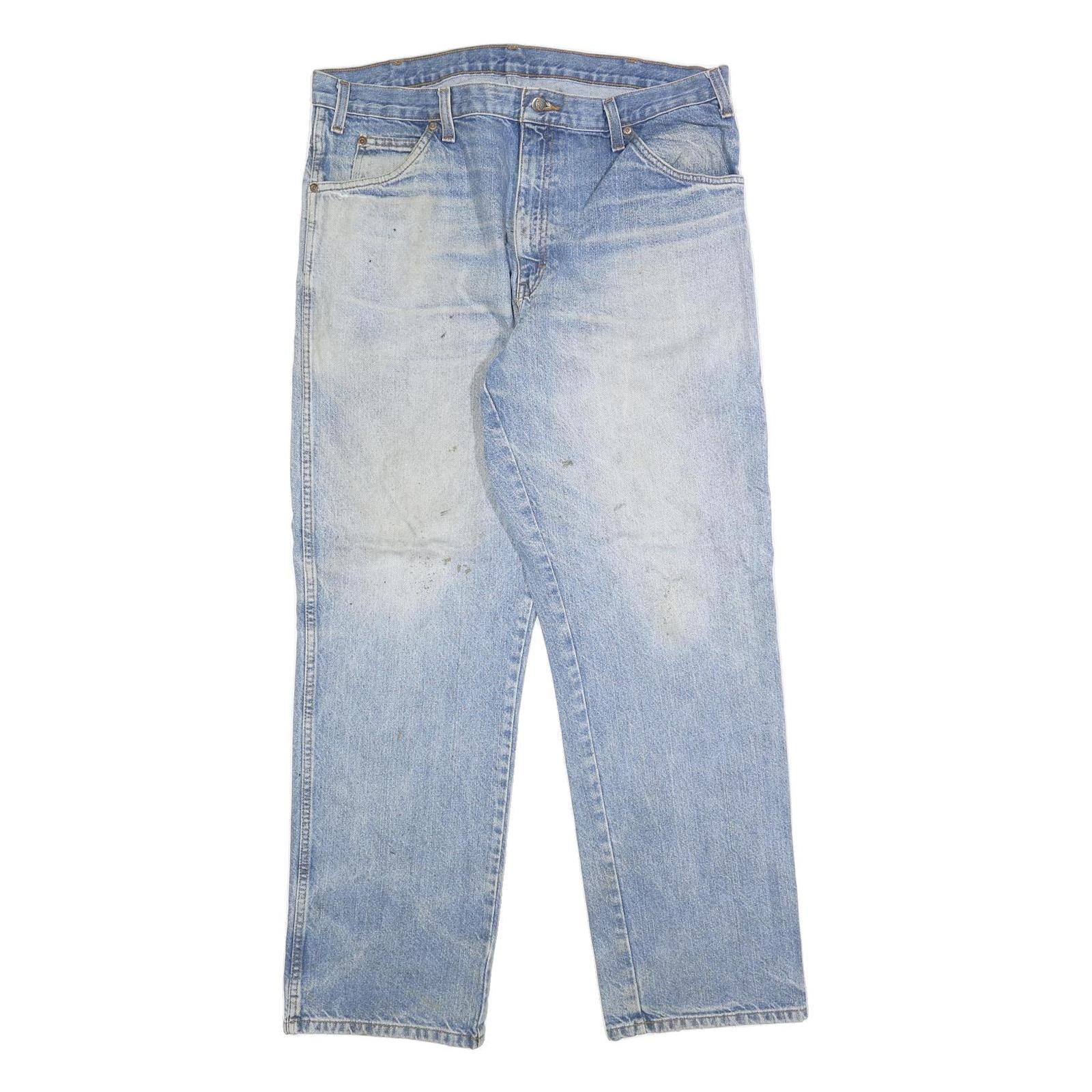 DICKIES Mens Relaxed Blue Denim Jeans W38 L32 Cotton Zip Pockets Workwear