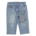 DT GREEN Mens Shorts Blue Denim Casual M W34 Printed Cotton Blend Relaxed Fit