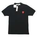 COMME DES GARCONS PLAY Mens Black Cotton Short Sleeve S Heart Logo Polo Shirt