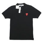 COMME DES GARCONS PLAY Mens Black Cotton Short Sleeve S Heart Logo Polo Shirt