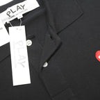 COMME DES GARCONS PLAY Mens Black Cotton Short Sleeve S Heart Logo Polo Shirt