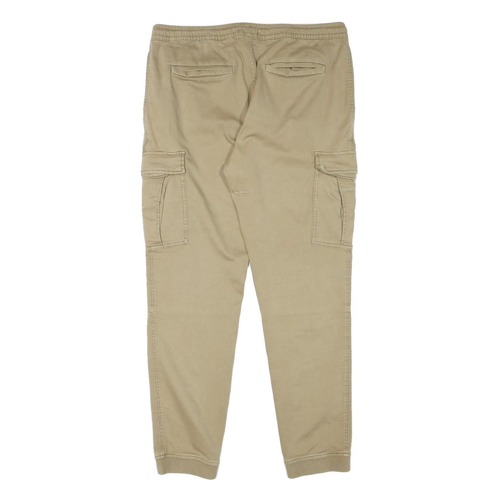 CLOCKHOUSE Mens Slim Beige Cargo Trousers W36 L31 Drawstring Cotton Blend