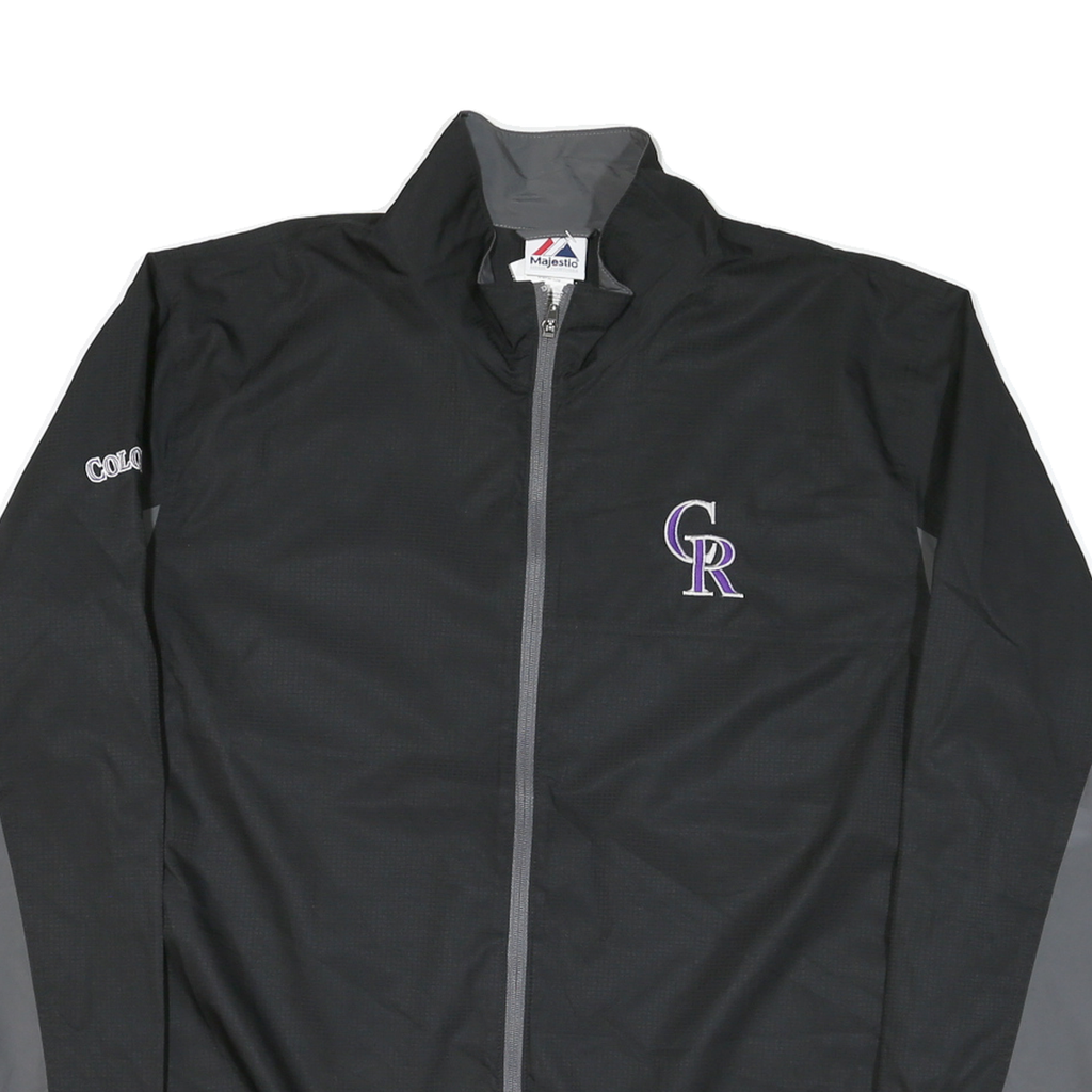 MAJESTIC Mens Black & Grey Colorado Rockies Windbreaker Jacket XL Polyester