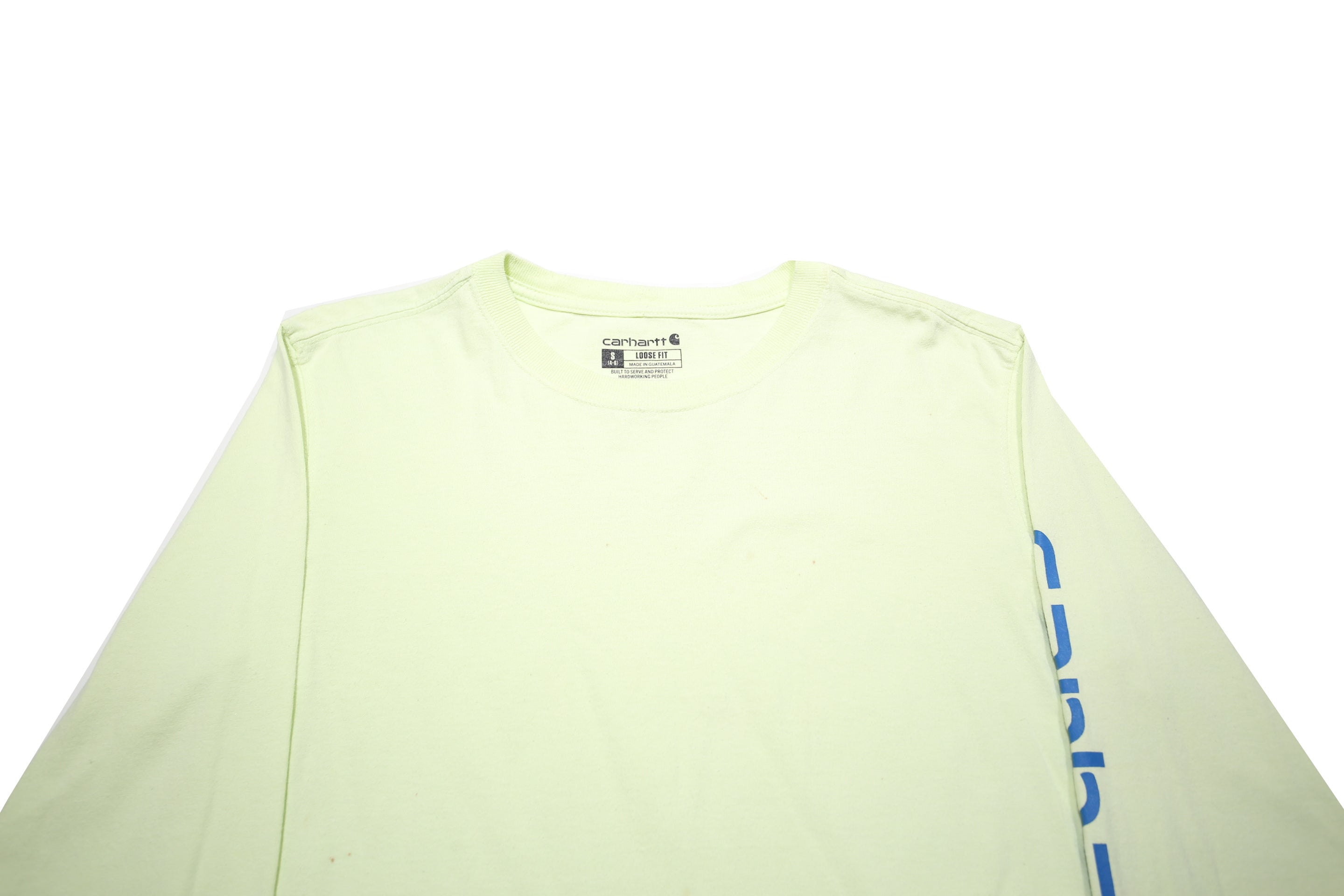 CARHARTT Womens Cream Long Sleeve Crew Neck S Cotton Logo Print T-Shirt