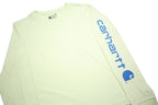 CARHARTT Womens Cream Long Sleeve Crew Neck S Cotton Logo Print T-Shirt