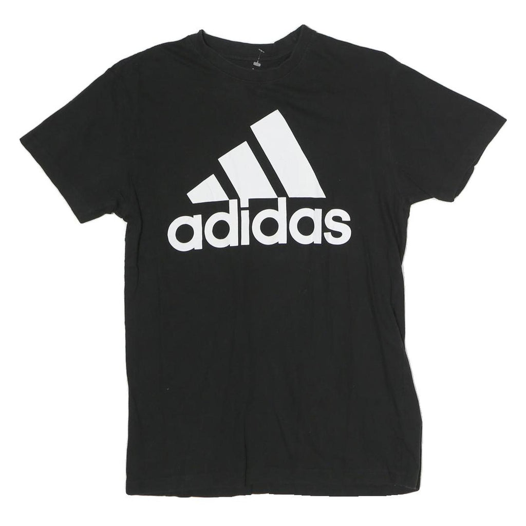ADIDAS Womens Black Cotton Graphic T-Shirt S Short Sleeve Crew Neck Logo