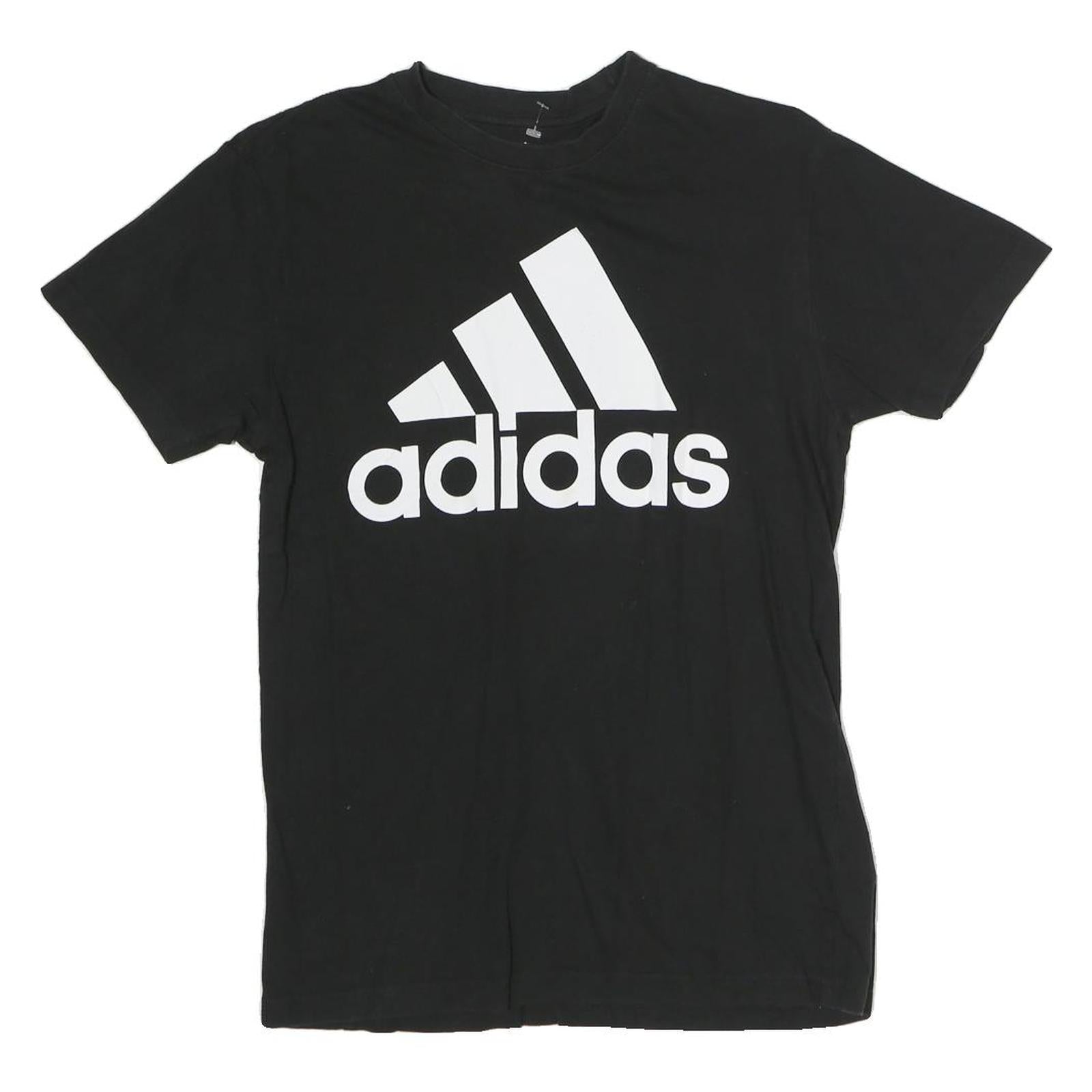 ADIDAS Womens Black Cotton Graphic T-Shirt S Short Sleeve Crew Neck Logo
