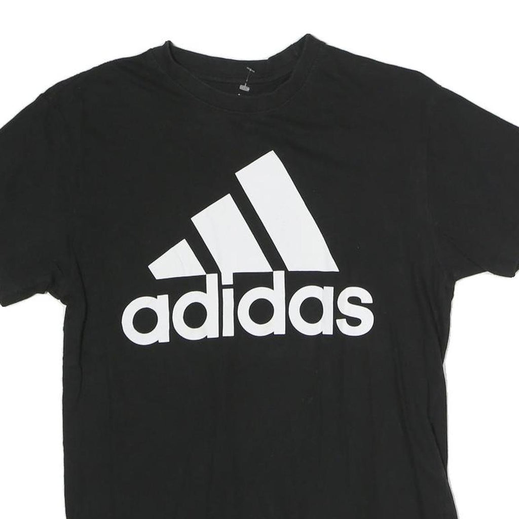ADIDAS Womens Black Cotton Graphic T-Shirt S Short Sleeve Crew Neck Logo