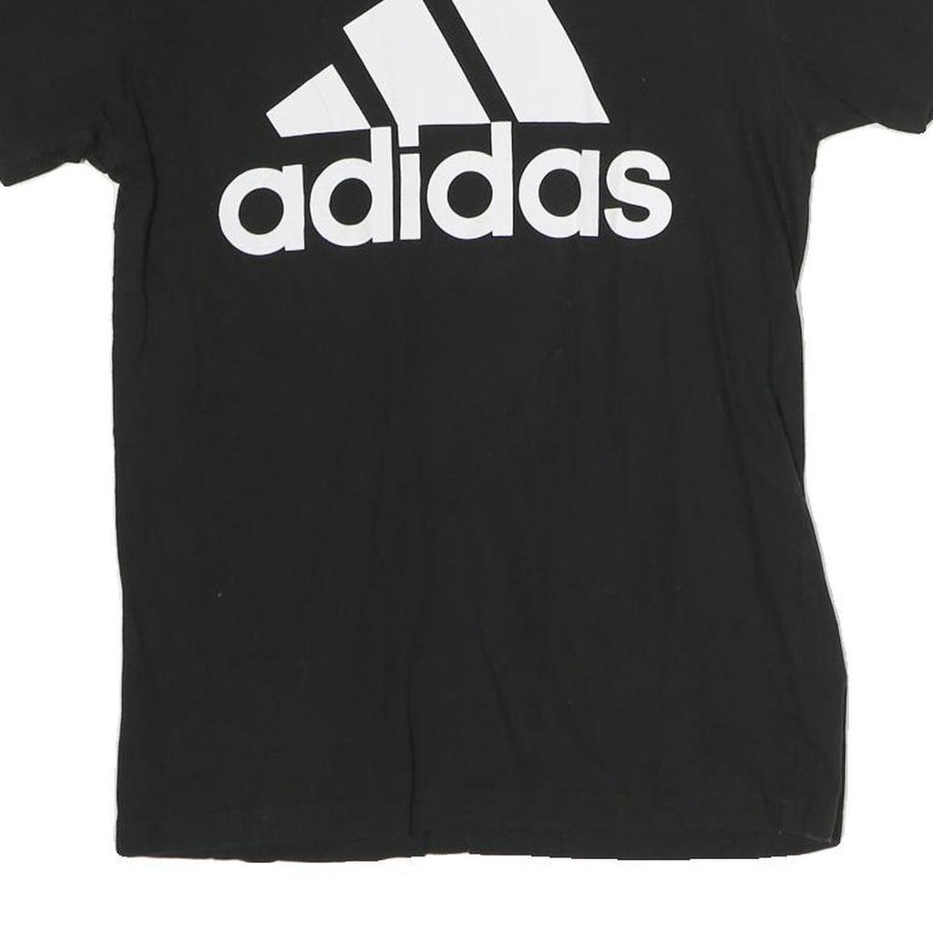 ADIDAS Womens Black Cotton Graphic T-Shirt S Short Sleeve Crew Neck Logo