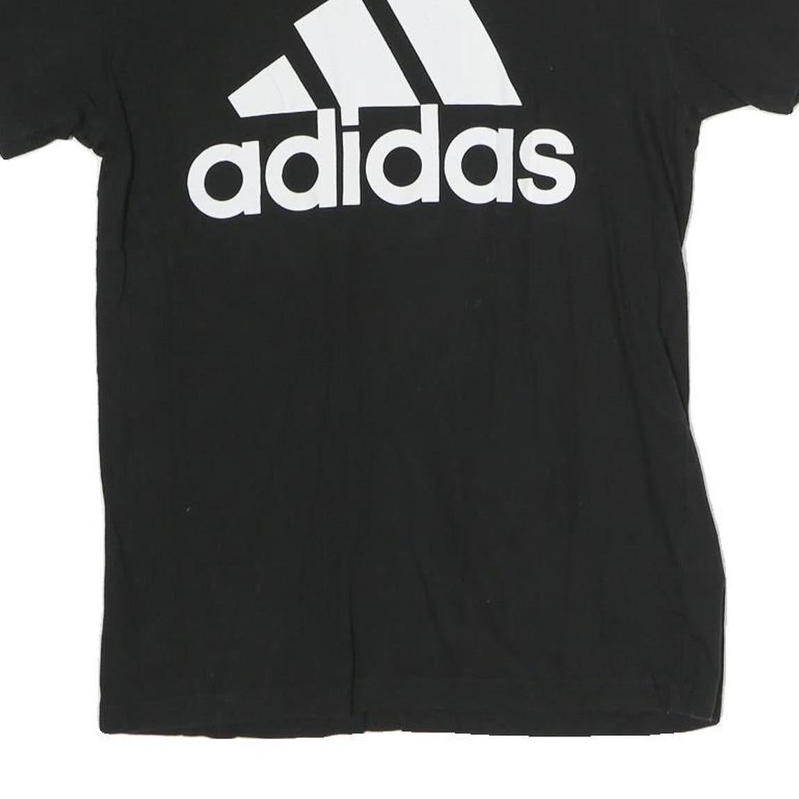 ADIDAS Womens Black Cotton Graphic T-Shirt S Short Sleeve Crew Neck Logo
