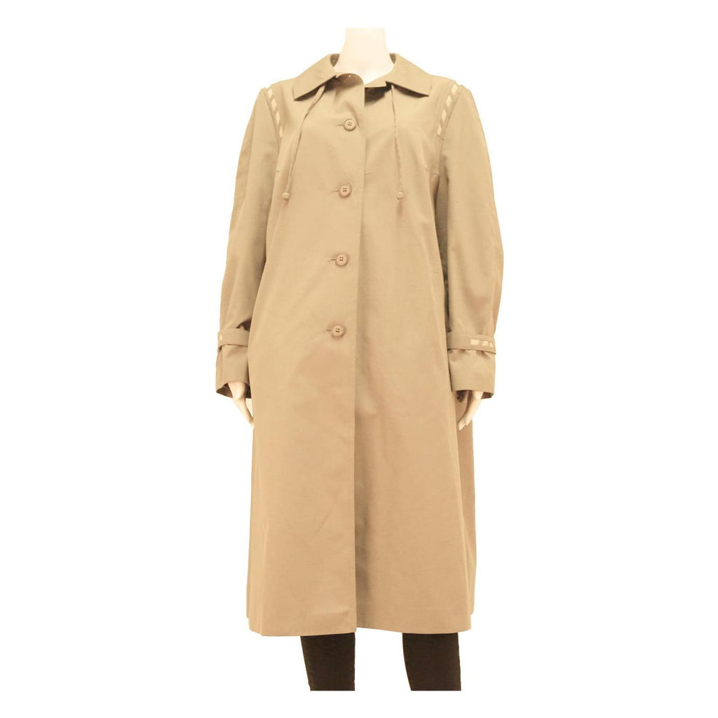 Womens Beige Cotton Blend Classic Button Closure Long Sleeve Jacket L Plain