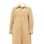 Womens Beige Cotton Blend Classic Button Closure Long Sleeve Jacket L Plain