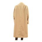 Womens Beige Cotton Blend Classic Button Closure Long Sleeve Jacket L Plain