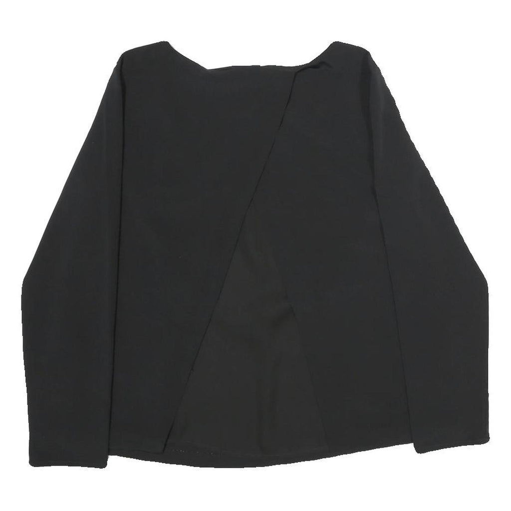 LAUREN RALPH LAUREN Womens Black Back Detail Long Sleeve Round Neck Top UK 6