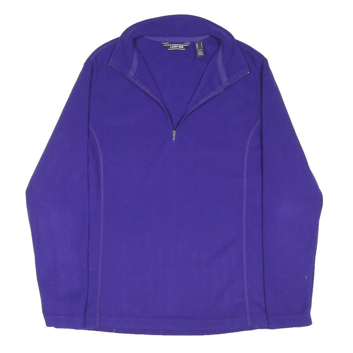 LANDS END Womens Purple Plain Pullover Jumper 1/4 Zip Polyester Blend M