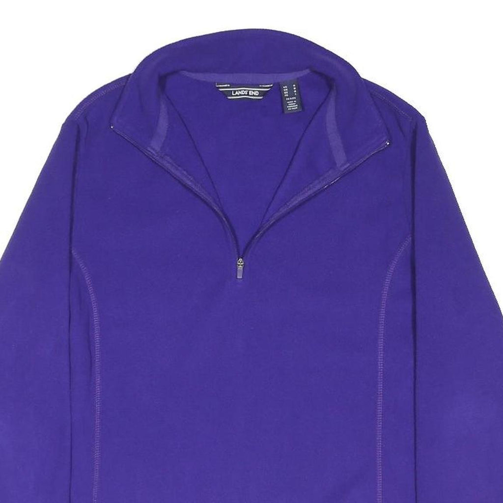 LANDS END Womens Purple Plain Pullover Jumper 1/4 Zip Polyester Blend M