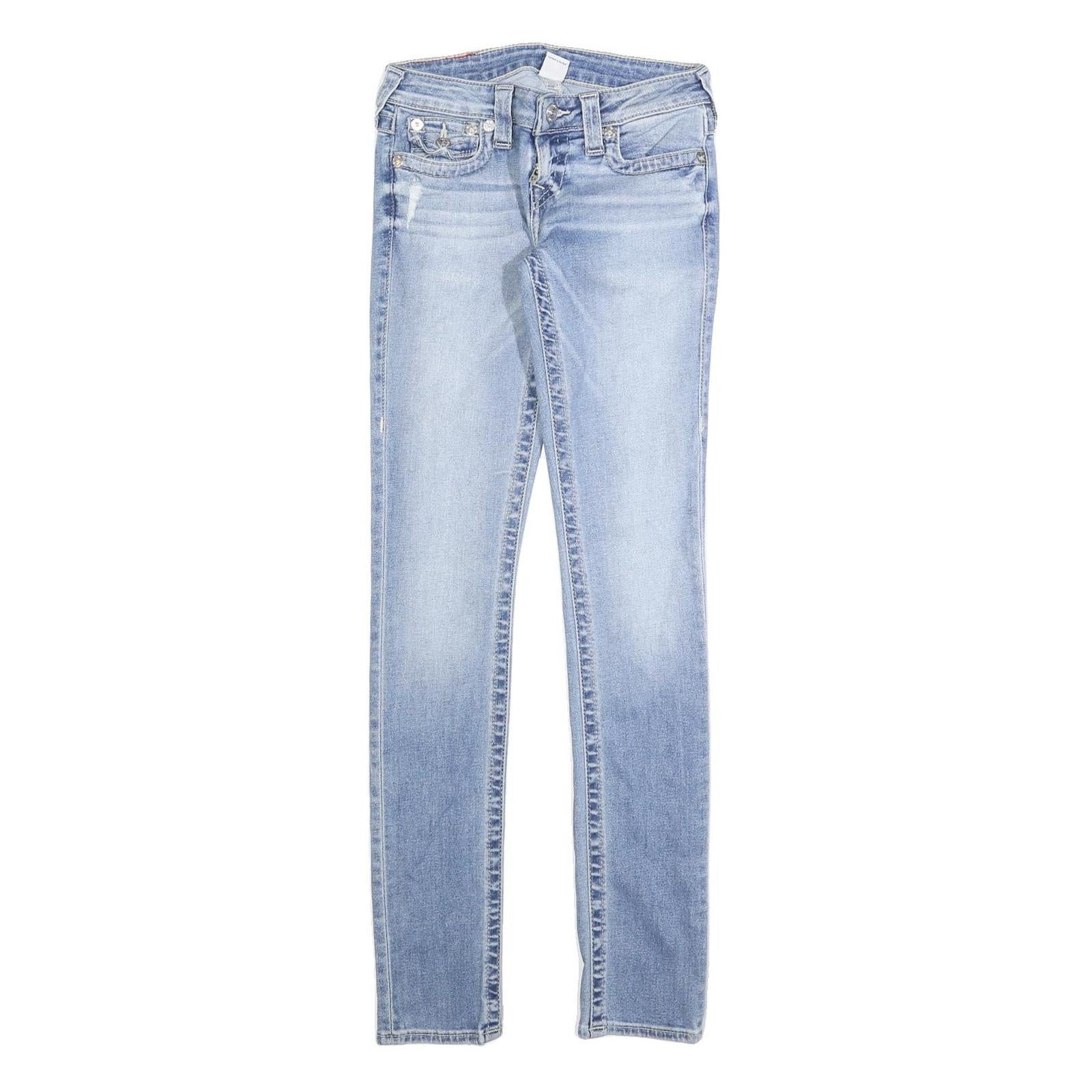 TRUE RELIGION Womens Slim Blue Denim Light Wash Jeans W26 L30 Stylish Comfort