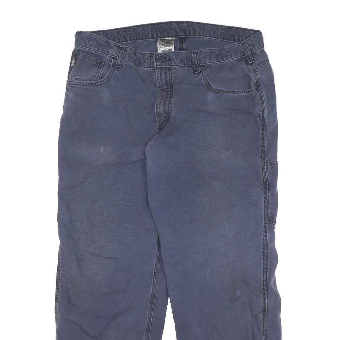 CARHARTT Mens Cotton Blend Blue Relaxed Straight Trousers W36 L29 Workwear