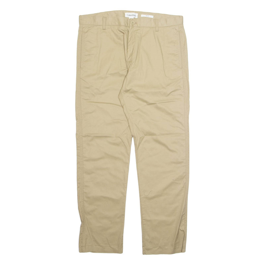 CALVIN KLEIN Chino Mens Trousers Beige Regular Tapered W36 L31