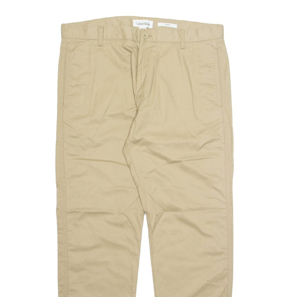 CALVIN KLEIN Chino Mens Trousers Beige Regular Tapered W36 L31