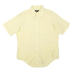 Mens Yellow Plain Cotton Blend Shirt M Button-Down Collar Short Sleeve Casual