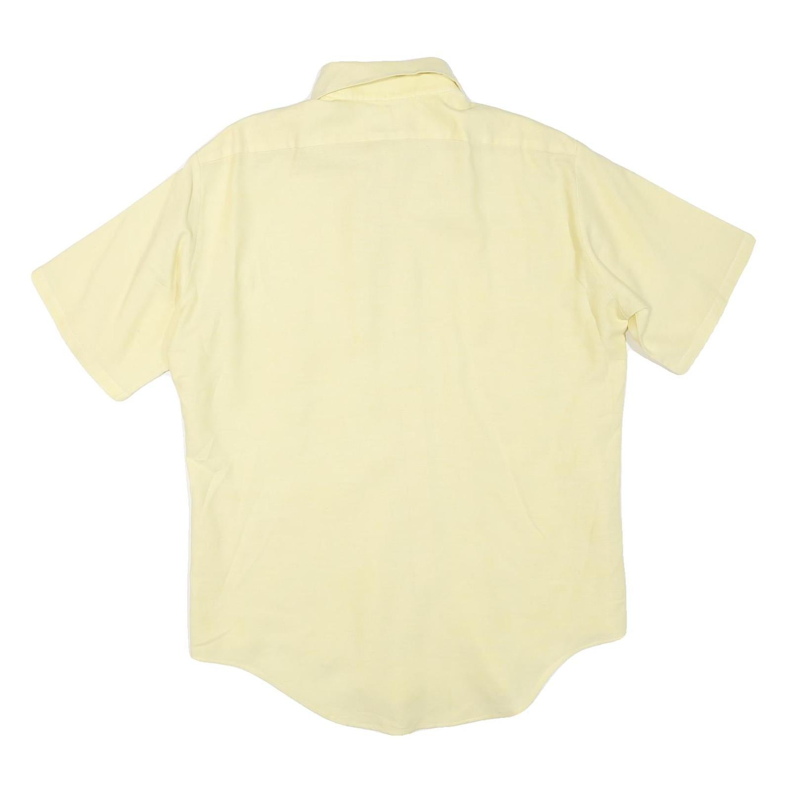 Mens Yellow Plain Cotton Blend Shirt M Button-Down Collar Short Sleeve Casual