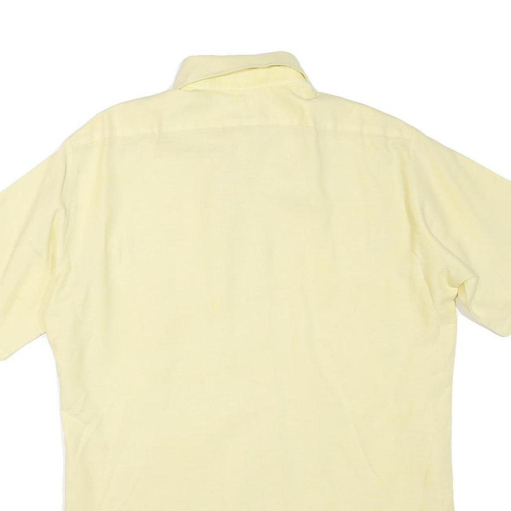 Mens Yellow Plain Cotton Blend Shirt M Button-Down Collar Short Sleeve Casual