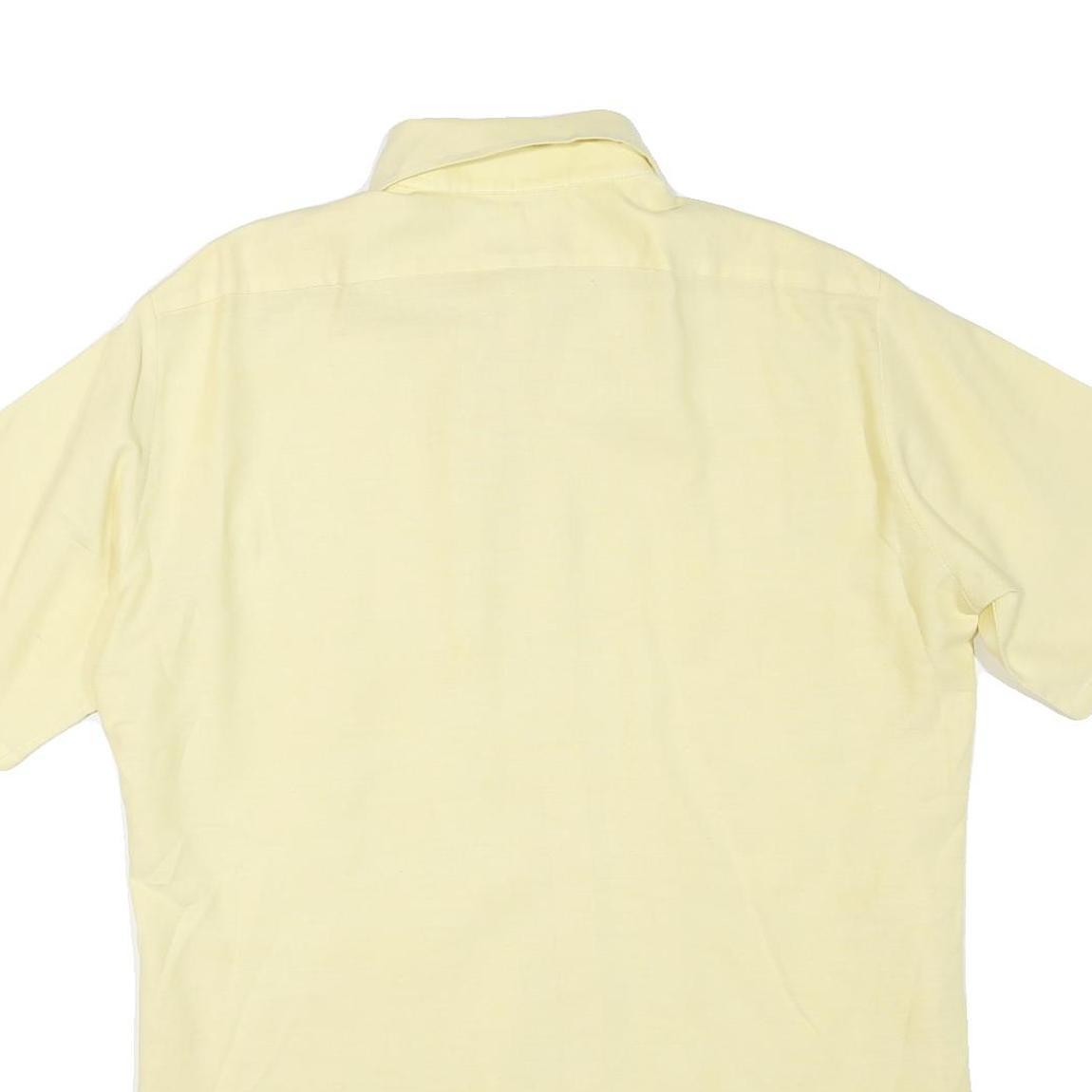 Mens Yellow Plain Cotton Blend Shirt M Button-Down Collar Short Sleeve Casual