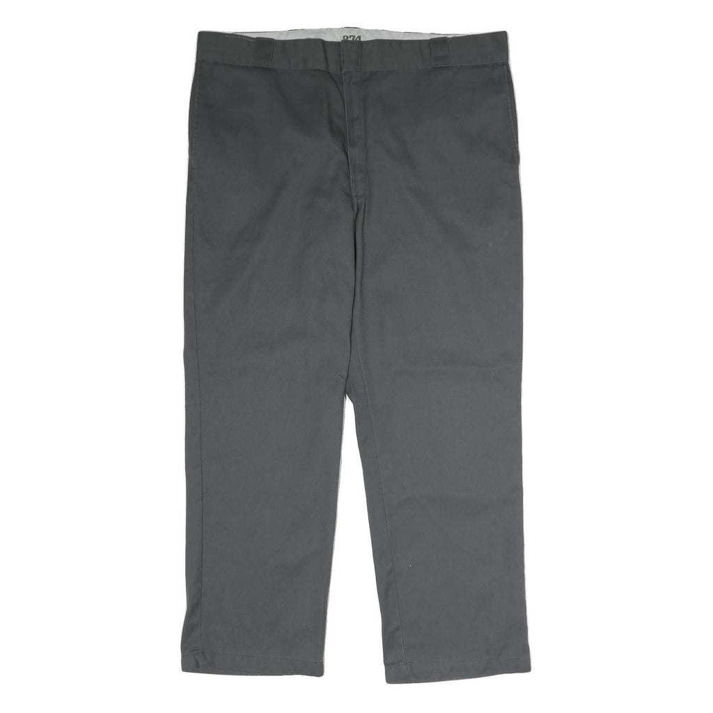 DICKIES Mens Polyester Blend Classic Grey Trousers W40 L30 Workwear Zip Closure