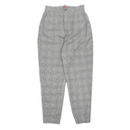 BOSCH Womens Grey & Black Check Regular Fit Straight Trousers W24 L25 Woven Zip