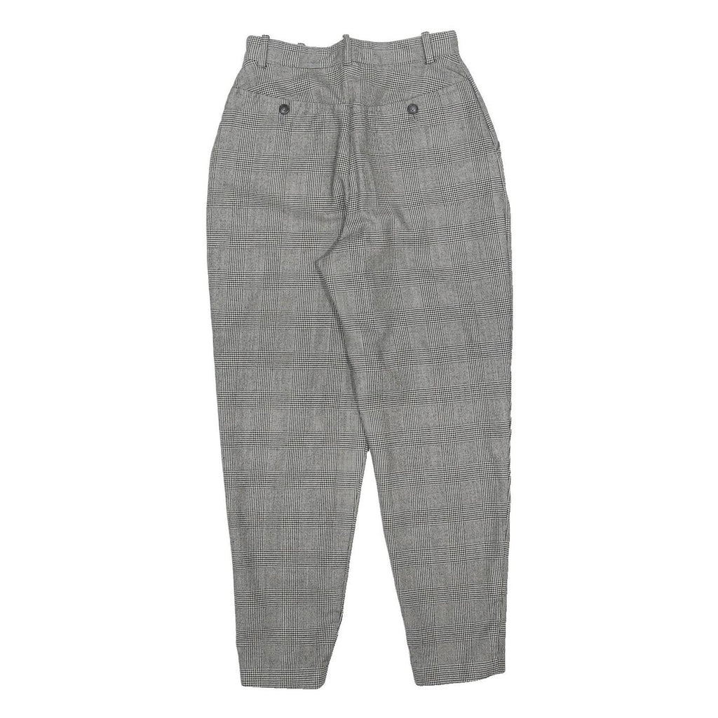 BOSCH Womens Grey & Black Check Regular Fit Straight Trousers W24 L25 Woven Zip