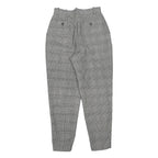 BOSCH Womens Grey & Black Check Regular Fit Straight Trousers W24 L25 Woven Zip