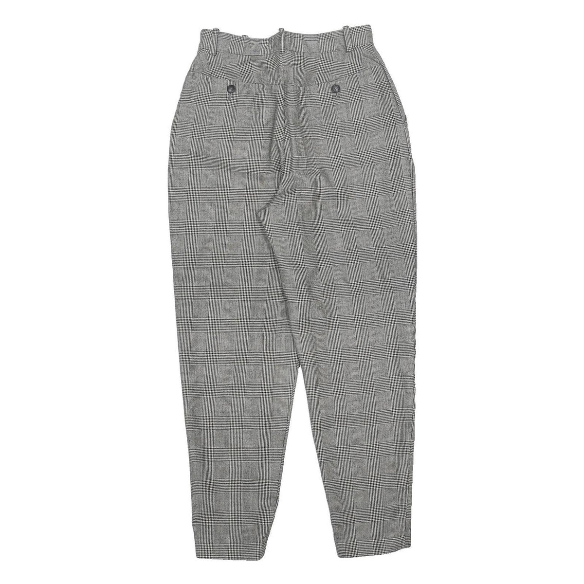 BOSCH Womens Grey & Black Check Regular Fit Straight Trousers W24 L25 Woven Zip