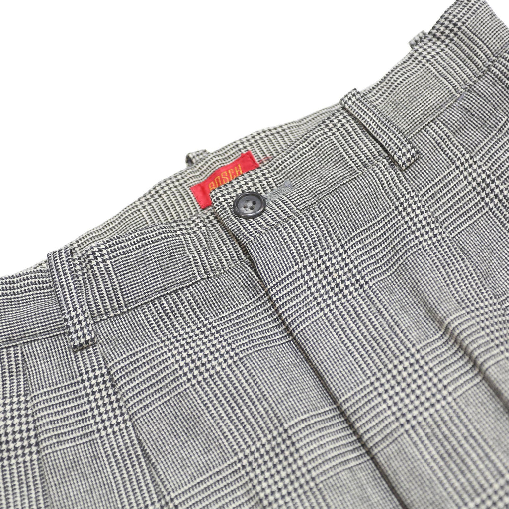 BOSCH Womens Grey & Black Check Regular Fit Straight Trousers W24 L25 Woven Zip