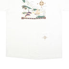 ALORE Mens White Graphic T-Shirt One Size Short Sleeve Crew Neck Aruba Map Print