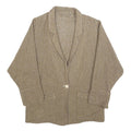 ELKNOT Womens Beige Linen Blend Jacket M Button Closure Loose Fit Casual