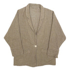 ELKNOT Womens Beige Linen Blend Jacket M Button Closure Loose Fit Casual