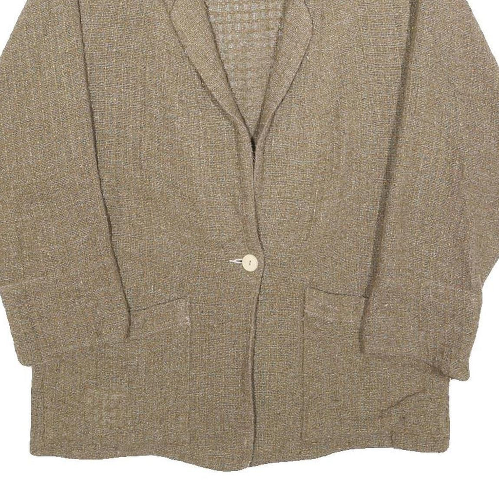 ELKNOT Womens Beige Linen Blend Jacket M Button Closure Loose Fit Casual