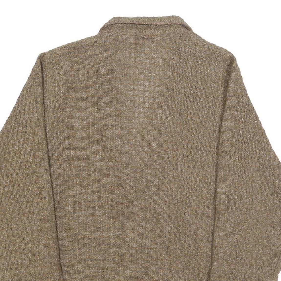 ELKNOT Womens Beige Linen Blend Jacket M Button Closure Loose Fit Casual